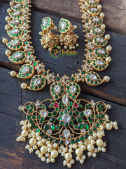 Precious Jadau Kundan Maanga Malai haram -Green -J027