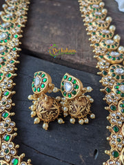 Precious Jadau Kundan Maanga Malai haram -Green -J027