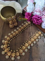 Exquisite Kundan Peacock and Lakshmi Neckpiece - White - J044