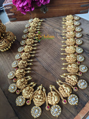 Exquisite Kundan Peacock and Lakshmi Neckpiece - White - J044