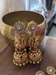 Exquisite Kundan Peacock and Lakshmi Neckpiece - White - J044