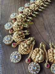 Exquisite Kundan Peacock and Lakshmi Neckpiece - White - J044