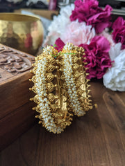 Antique Temple Bangles - Pearl Leaf Openable Screw Type Bangles -G1873