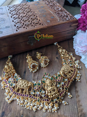 Premium AD Stone Lakshmi High Neck Choker -G2122