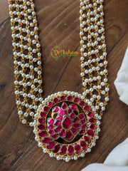 Precious Jadau Kundan Pendant Pearl Malai -J063