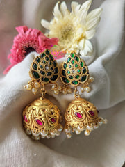 Precious Jadau Kundan Jhumkas -Green -J069