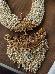 Premium Cluster Pearl Bridal Palanquin Haram -G1926