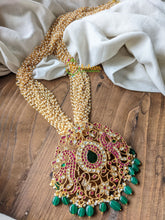 Precious Jadau Kundan Peacock Pendant Pearl Mala -J097