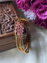 Pinkish Red Ad Stone Bangle -4 Bangles -G2001