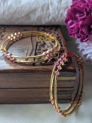 Pinkish Red Ad Stone Bangle -4 Bangles -G2001
