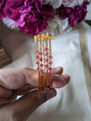 Pinkish Red Ad Stone Bangle -4 Bangles -G2001