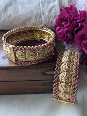 Premium Lakshmi Bangles -Temple Bangles - Screw Type -Red -G1984