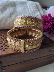 Premium Lakshmi Bangles -Temple Bangles - Screw Type -Red -G1984
