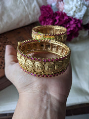 Premium Lakshmi Bangles -Temple Bangles - Screw Type -Red -G1984
