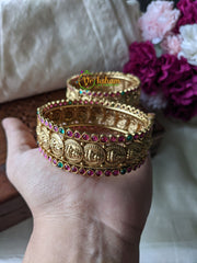 Premium Lakshmi Bangles -Temple Bangles- Screw Type -Red Green -G1985