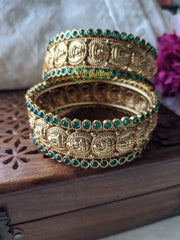 Premium Lakshmi Bangles -Temple Bangles - Screw Type -Green -G1986