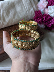 Premium Lakshmi Bangles -Temple Bangles - Screw Type -Green -G1986