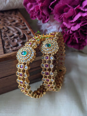 Gold Look Alike AD Stone Bangles -G1988