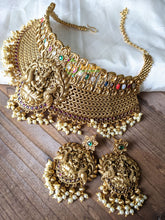 Precious Navrathna Style Lakshmi Choker -Temple High Neck Choker -G2098