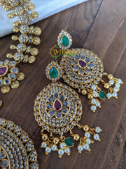 Premium AD Stone Lakshmi coin style Short Neckpiece -G2202