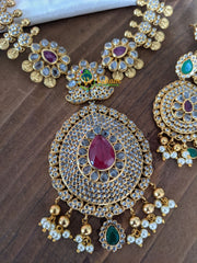 Premium AD Stone Lakshmi coin style Short Neckpiece -G2202