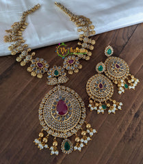 Premium AD Stone Lakshmi coin style Short Neckpiece -G2202