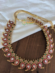 Exquisite Kundan Jadau Maanga Hipchain -Red Green -J120