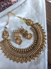 Antique Lakshmi Coin Style Neckpiece with Lakshmi Mugappu -G2061
