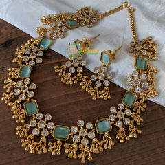 Simple AD Stone Choker -Sea Green -G2058