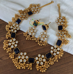 Simple AD Stone Choker -Dark Blue -G2057