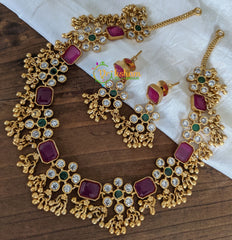 Simple AD Stone Choker -Red Green -G2053