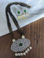 AD Stone Mangalsutra Style Pendant Chain -Green -G2131