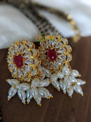 AD Stone Guttapusalu Mangalsutra Chain -Red -G2095