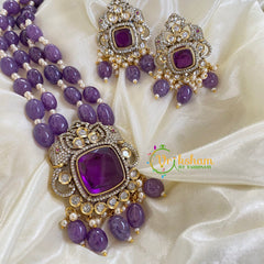 2 Layered Victorian Diamond Neckpiece-Purple-VV011 - VV011 - vrikshamindia