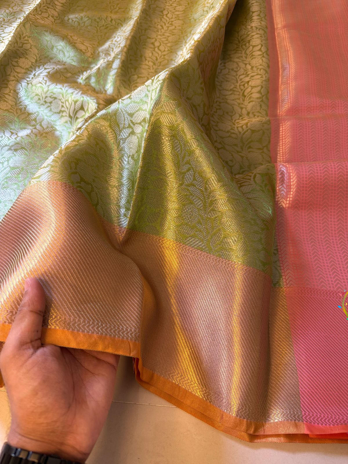Vriksham Golden Yellow Tanchoi Tissue Silk Saree-VS4489