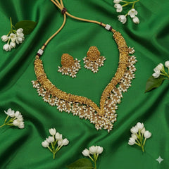 Vriksham Gold Look Alike Floral Hasli Choker-Rice Pearl-G21400