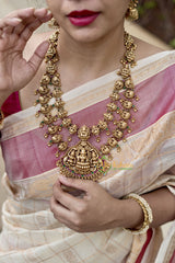 Premium Lakshmi Haram With Mayil-Golden Beads-G12694