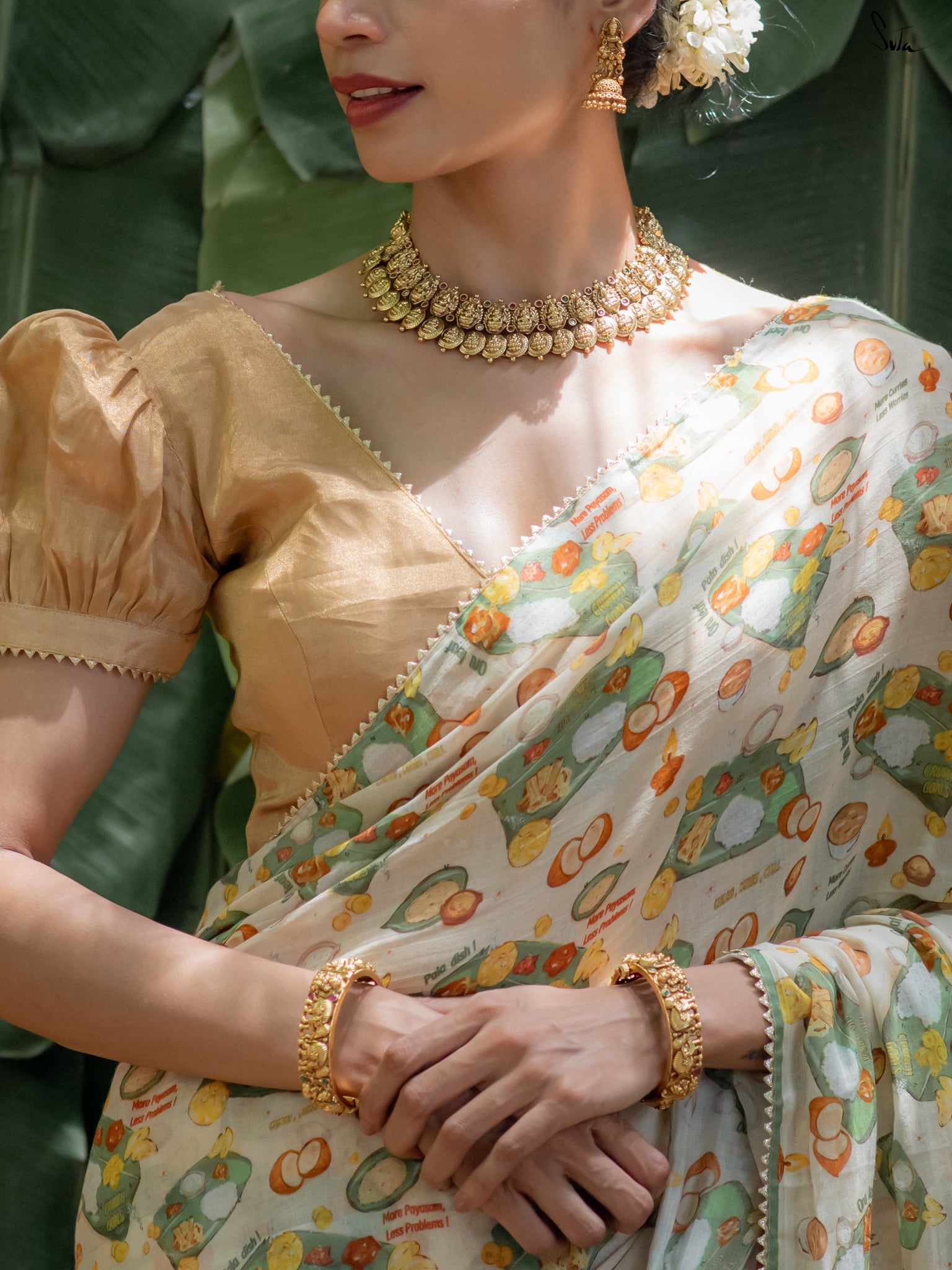 Vriksham Gold Look Alike Double Layer Lakshmi Coin Short Neckpiece-G16464
