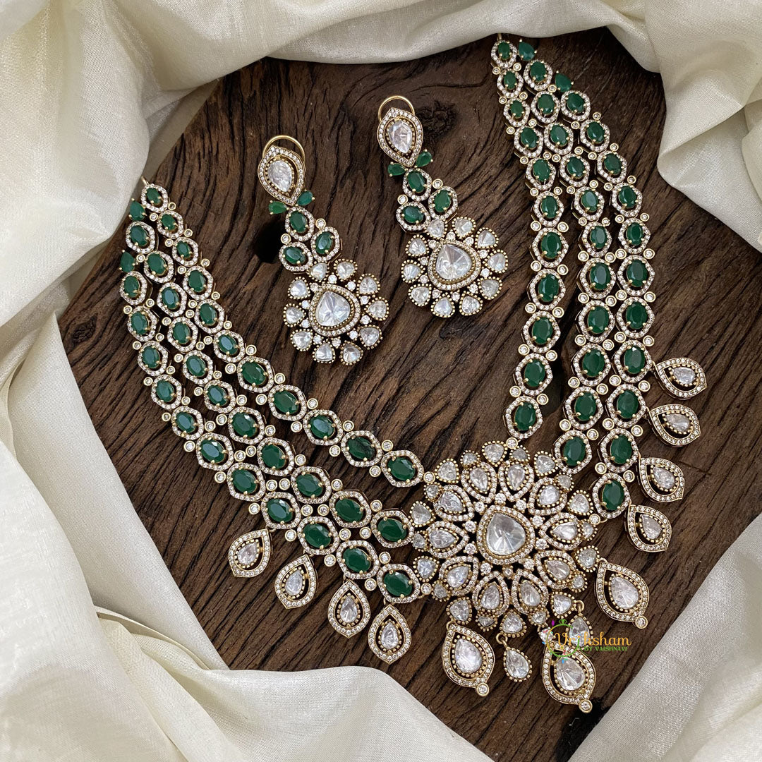 Glamorous Bridal Victorian Diamond High Neck Choker - Green - VV1319