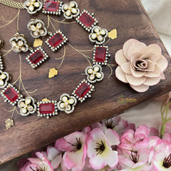 Elegant Red Victorian Diamond Neckpiece-VV1776