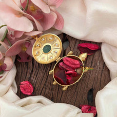 Vriksham Heritage Tortoise Gold Plated With Mint Green Accents Kumkum-G21872