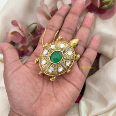 Vriksham Heritage Tortoise Gold Plated With Mint Green Accents Kumkum-G21872