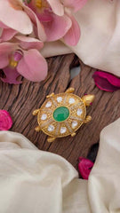 Vriksham Heritage Tortoise Gold Plated With Mint Green Accents Kumkum-G21872