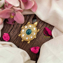 Vriksham Heritage Tortoise Gold Plated With Green Accents Kumkum-G21871