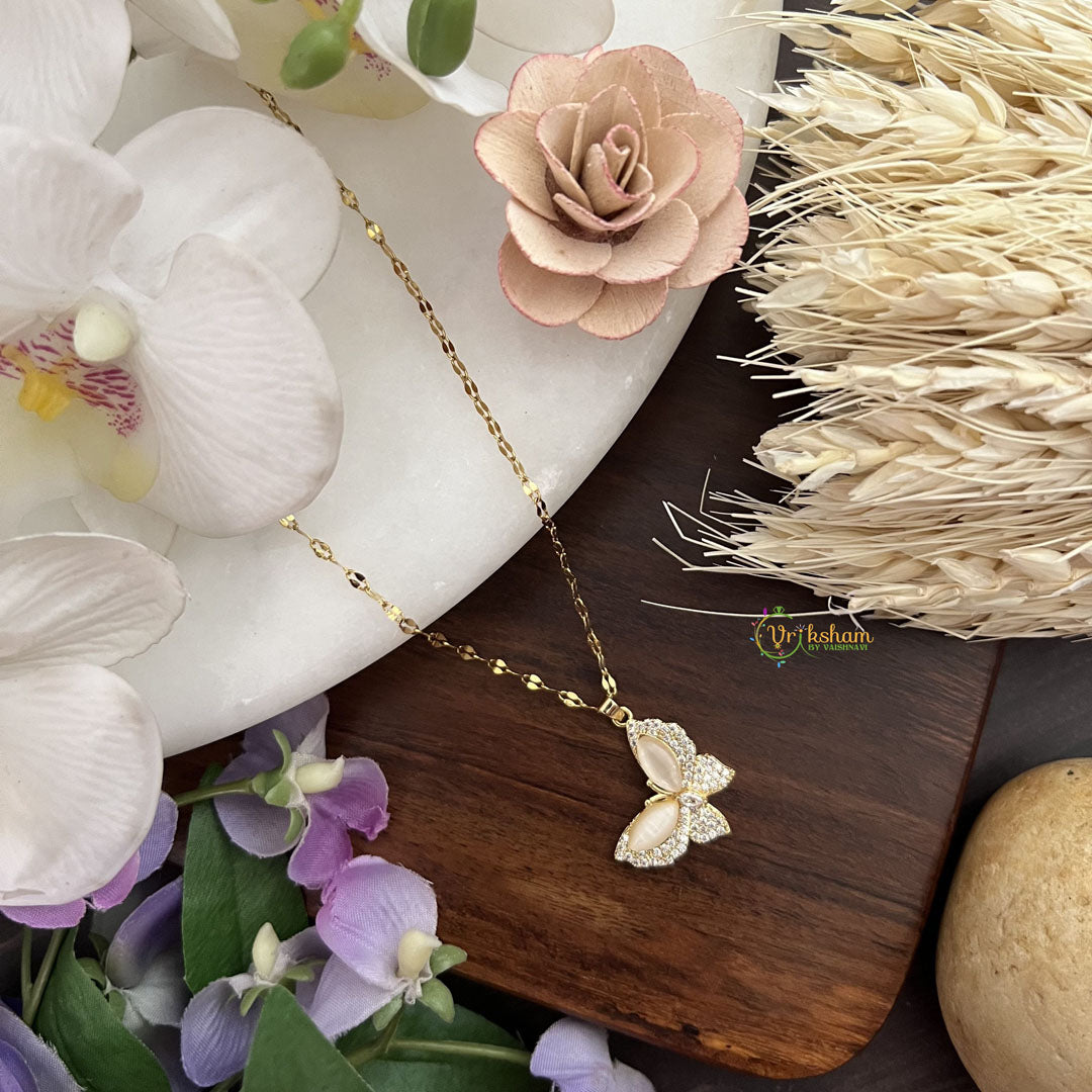 Vriksham Elegant Butterfly Pendant Anti Tarnish Stainless Steel Necklace Chain-G17675