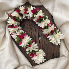 Vriksham Artificial Mixed Pink White Gajra Veni for Hair Accessories-HF-H1101