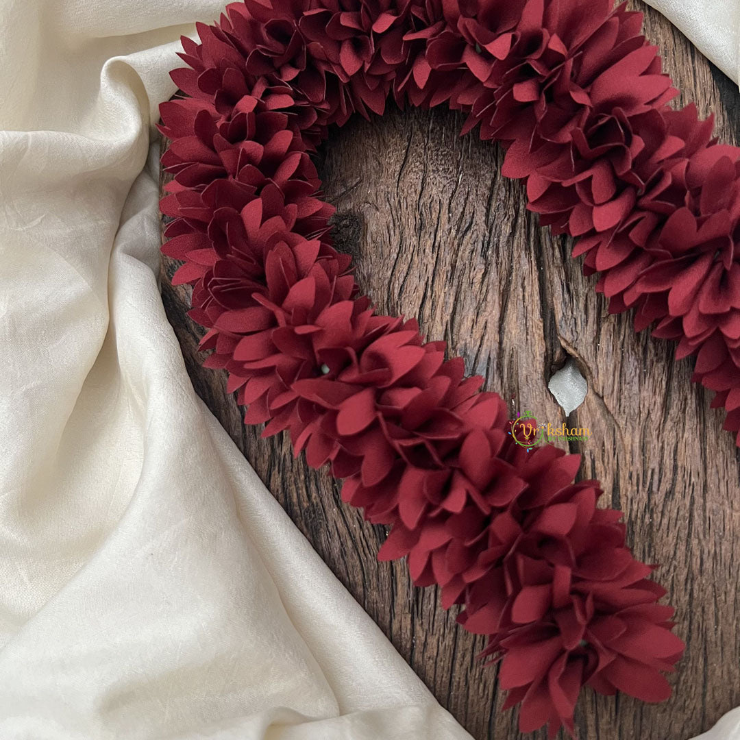 Vriksham  Artificial Two  Flowers Combination Gajra For Hair Bun-Maroon White-HF-H1004