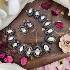 Unique Blue Victorian Diamond Neckpiece-Oval-VV1792