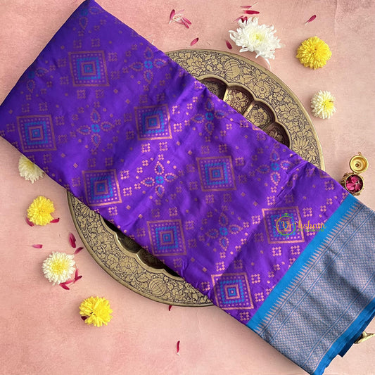 Purple Bandhani Semi Soft Silk Paithani Saree-VS4138