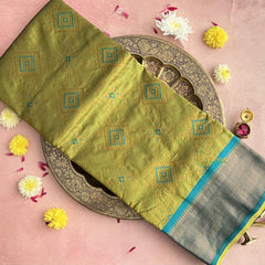 Mehndi Green Bandhani Semi Soft Silk Paithani Saree-VS4130